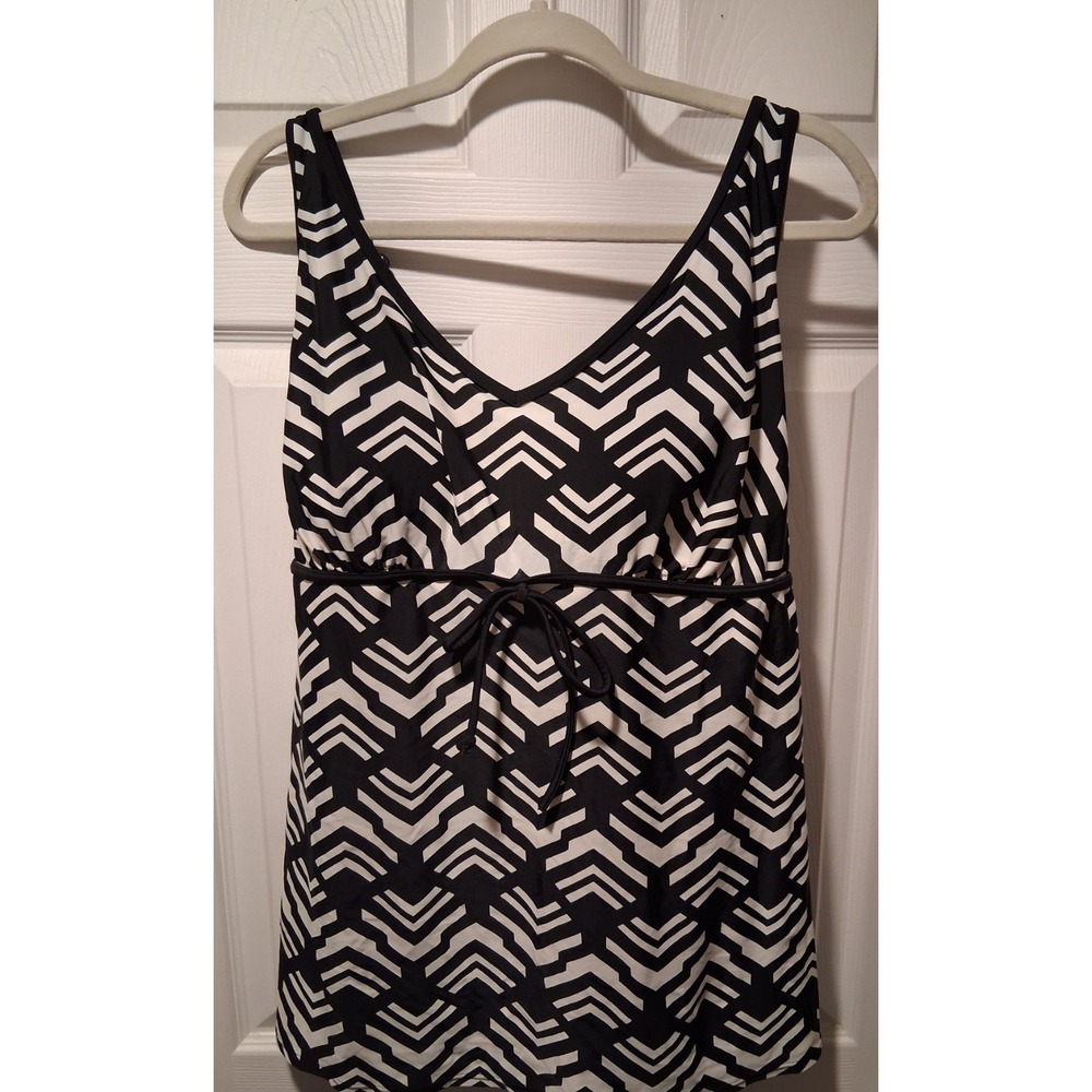 Lane Bryant Black White Swim Tankini Adjustable Straps Women's Size 26